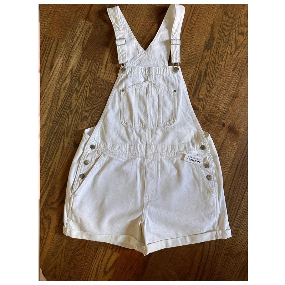 White Jean Shortalls for Women. NWT!